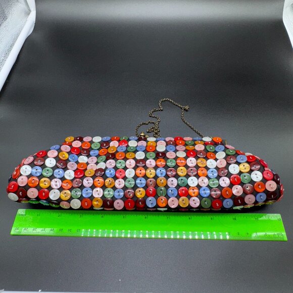 Novelty Aldo Handbag Clutch Purse Buttons Multicoloured Kiss lock Chain Handle - Picture 6 of 6